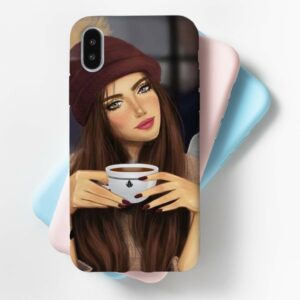 Brown Coffee Girl Mobile Cover