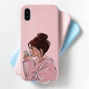 Pink Coffee Girl Mobile Cover